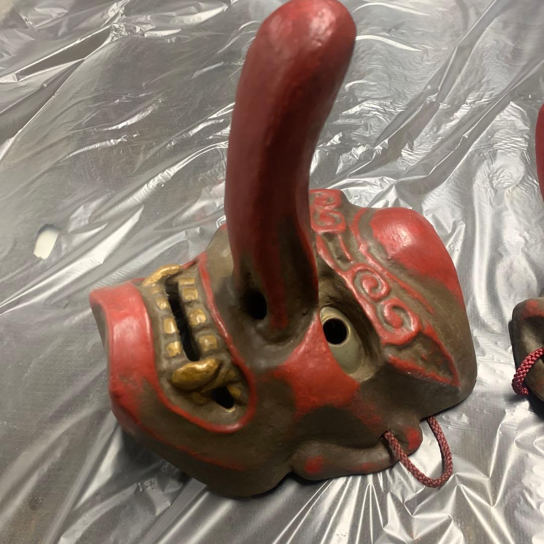 希少 美品 古い御面セット　鬼の面　天狗の面　般若 陶器 骨董品 日本伝統