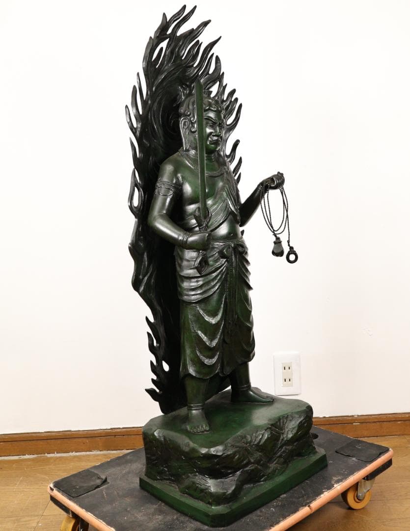 本物保証　般若純一郎 作　「 不動明王立像 」 ブロンズ　高98㎝　重27.5㎏