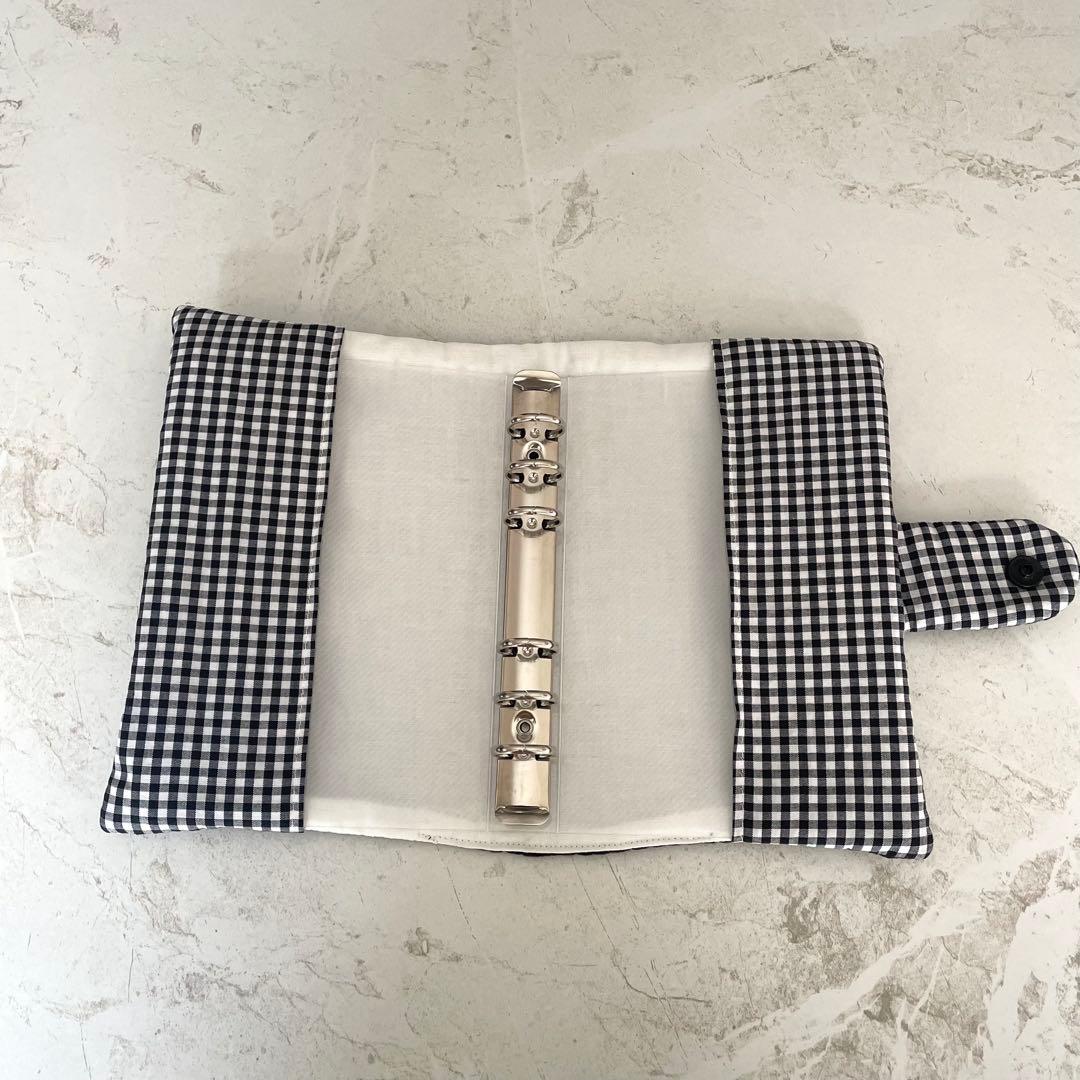 A6バインダーカバー&バインダーセット　ヌビ　チェックリボン　韓国　セービング