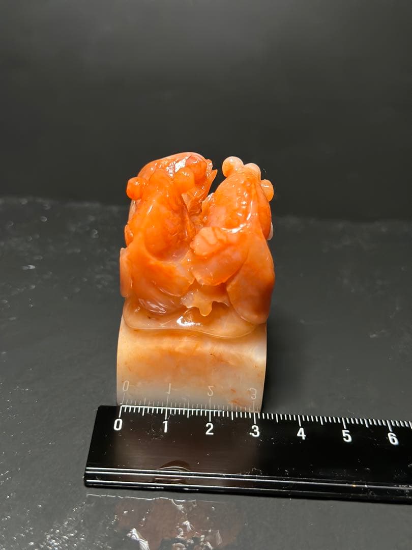 22ラオス石　金魚　桃花凍石　美材篆刻高級印材　落款　書道　雅号　展示会　箱付き