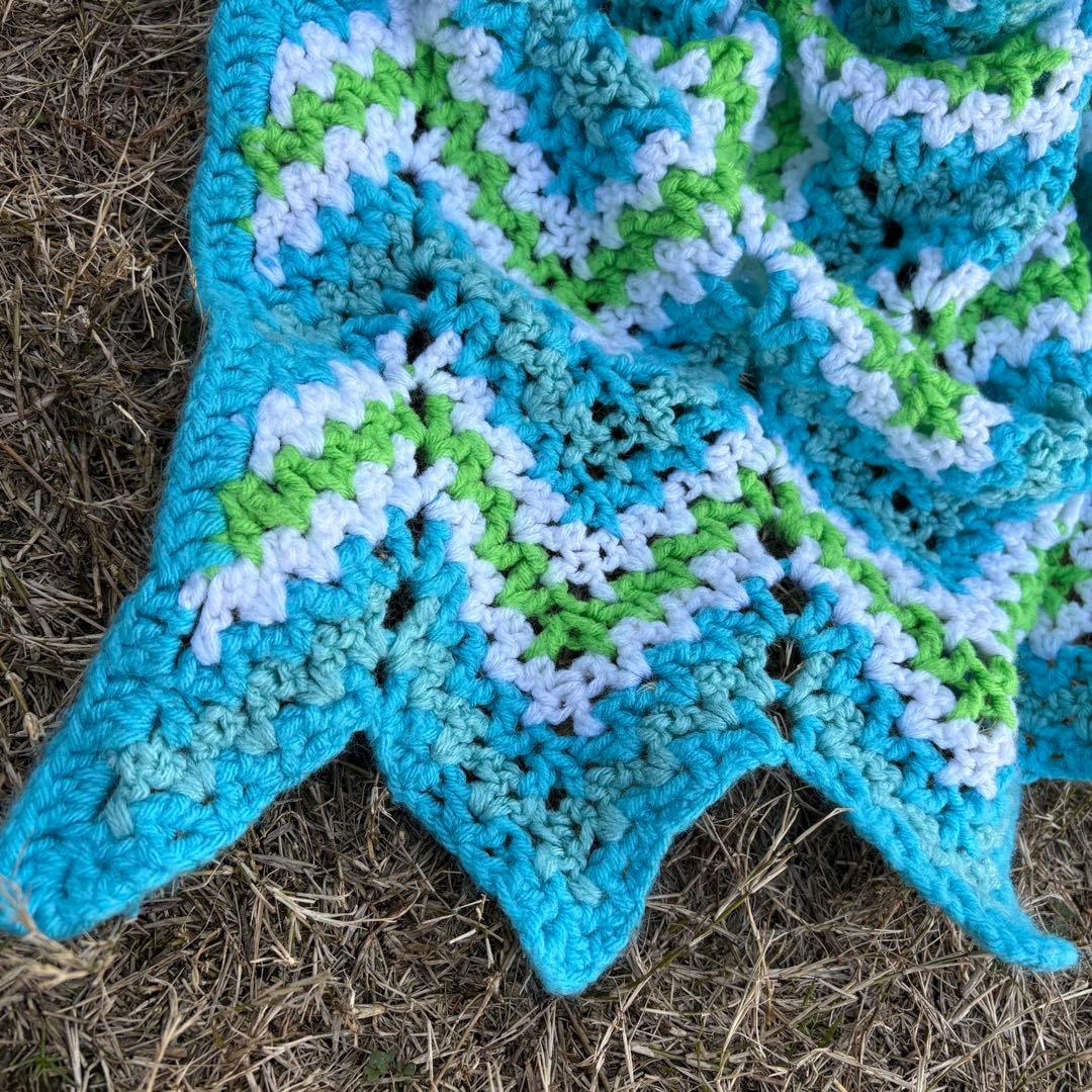 【USA vintage】グラニーブランケット ギザギザ ジグザグ アメリカ