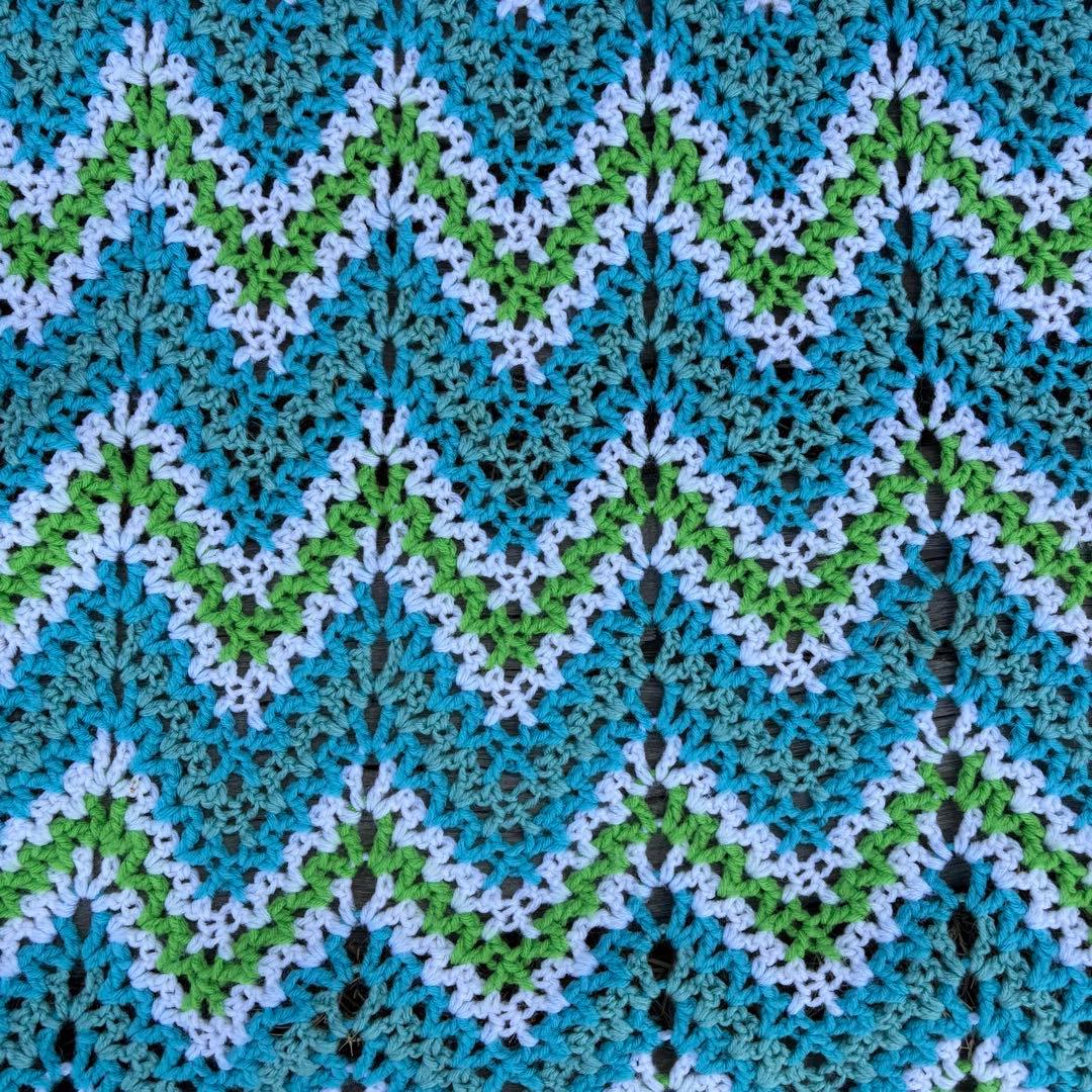 【USA vintage】グラニーブランケット ギザギザ ジグザグ アメリカ