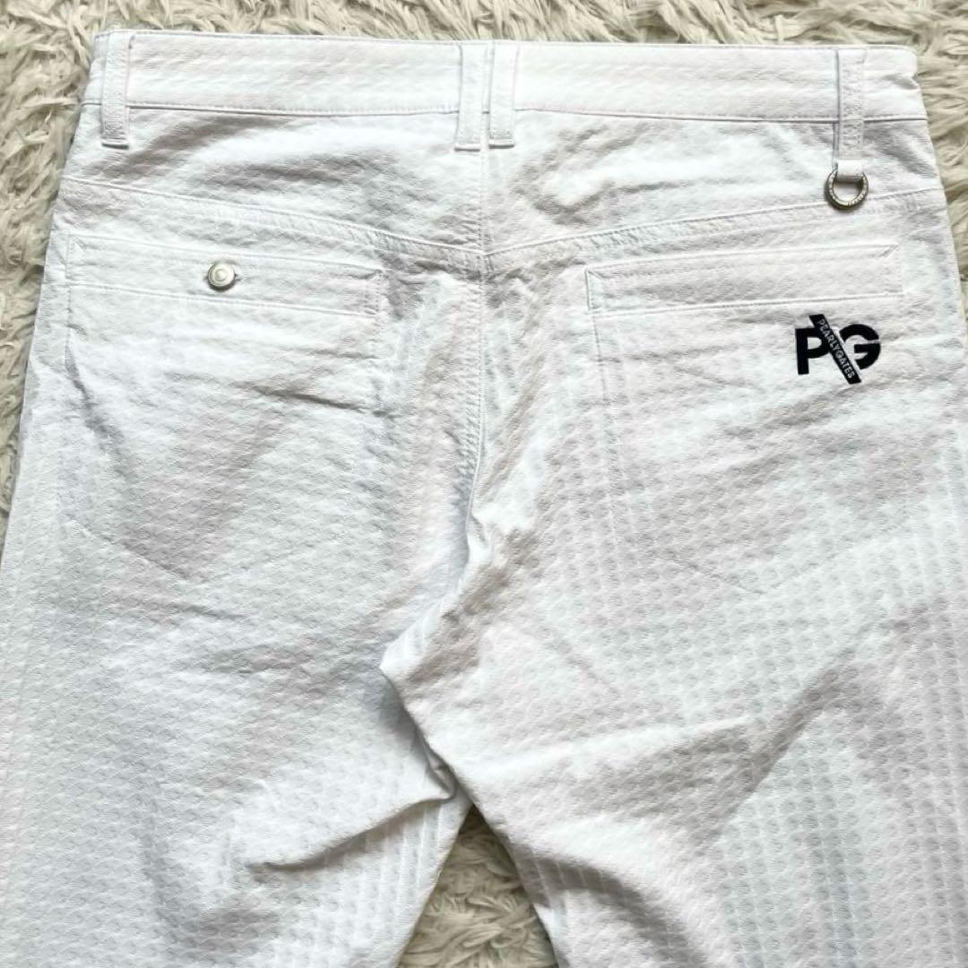 【極美品 近年】パーリーゲイツ ストレッチ 凹凸 パンツ ゴルフウェア 白 5