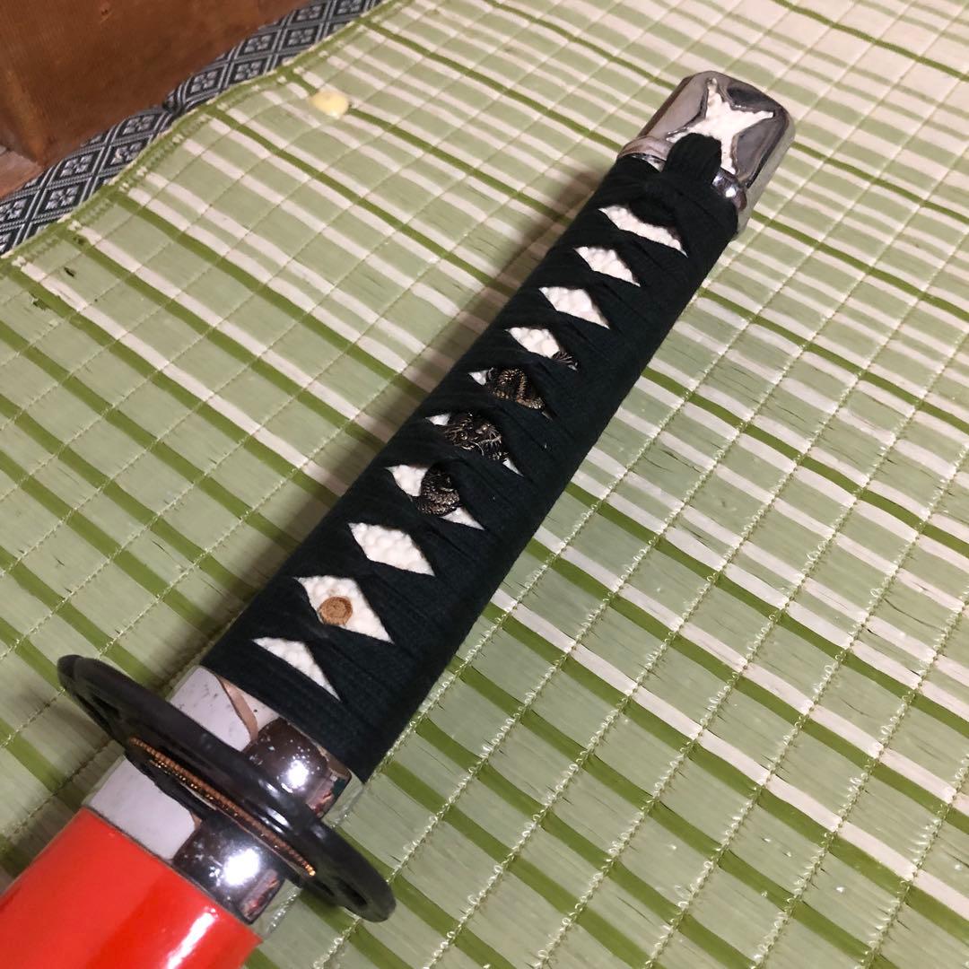 模造刀　模擬刀　武士　侍　伝統工芸　剣　ソード小太刀　鞘　鍔　大衆演劇　赤　朱色