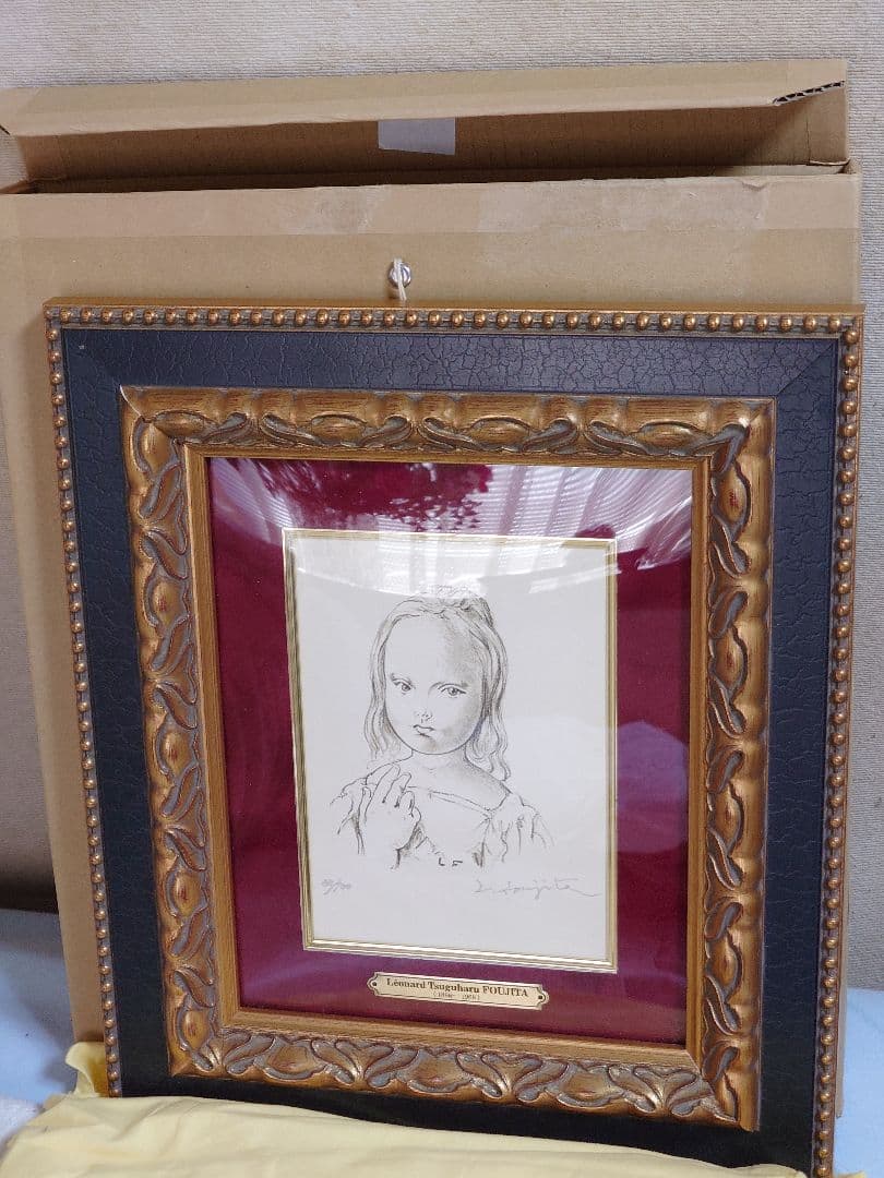 【リトグラフ、真作保証】藤田嗣治　少女　直筆サイン、エディションNO入、希少