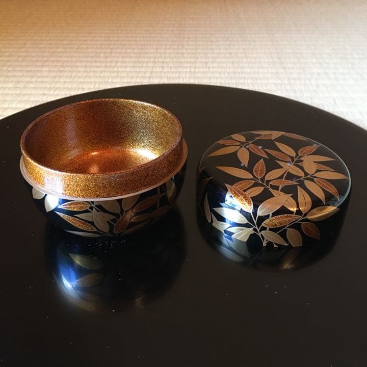 茶道　平棗　笹露蒔絵　加賀山中塗