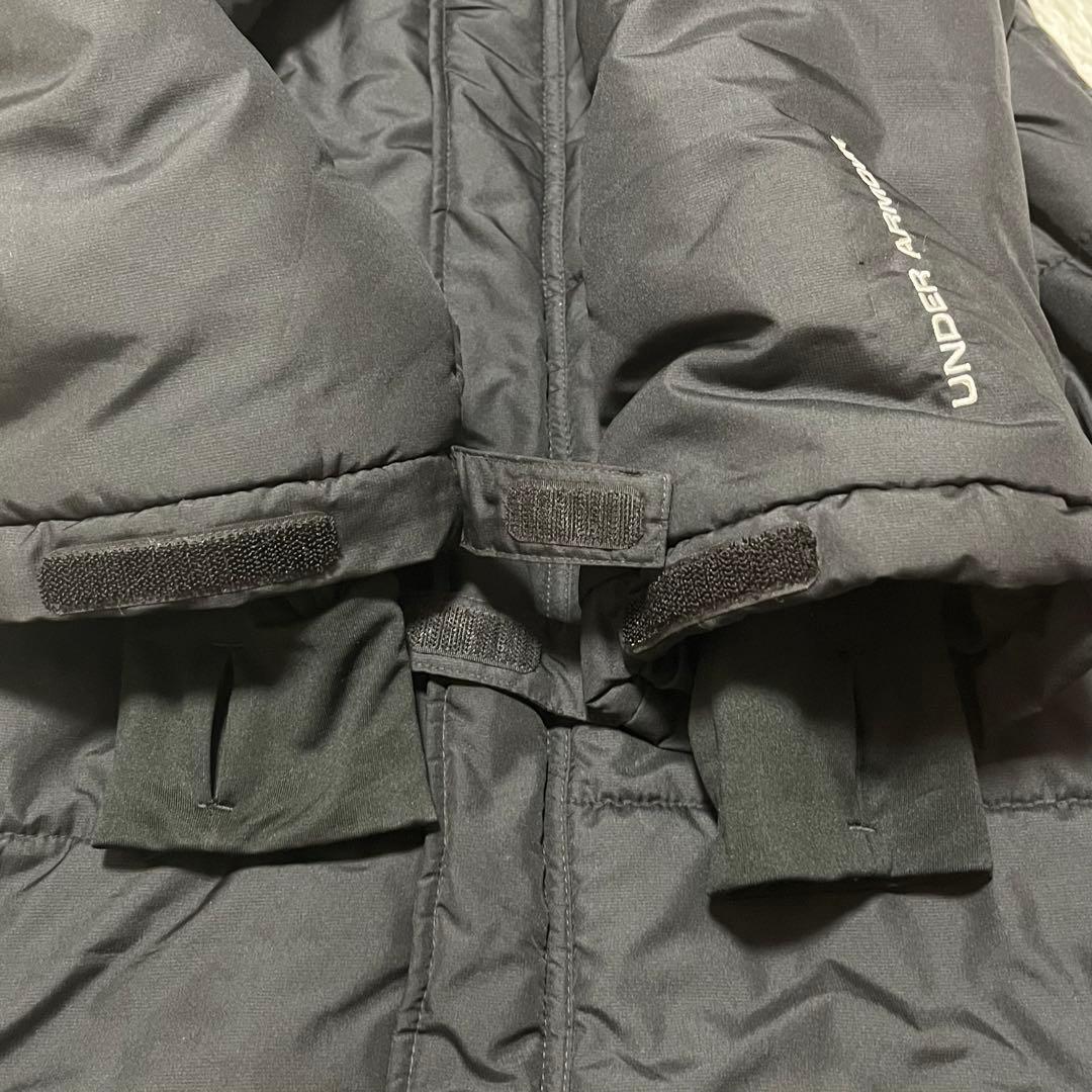 UNDER ARMOUR 刺繍ロゴ　ベンチコート　ロングダウン　黒　XL