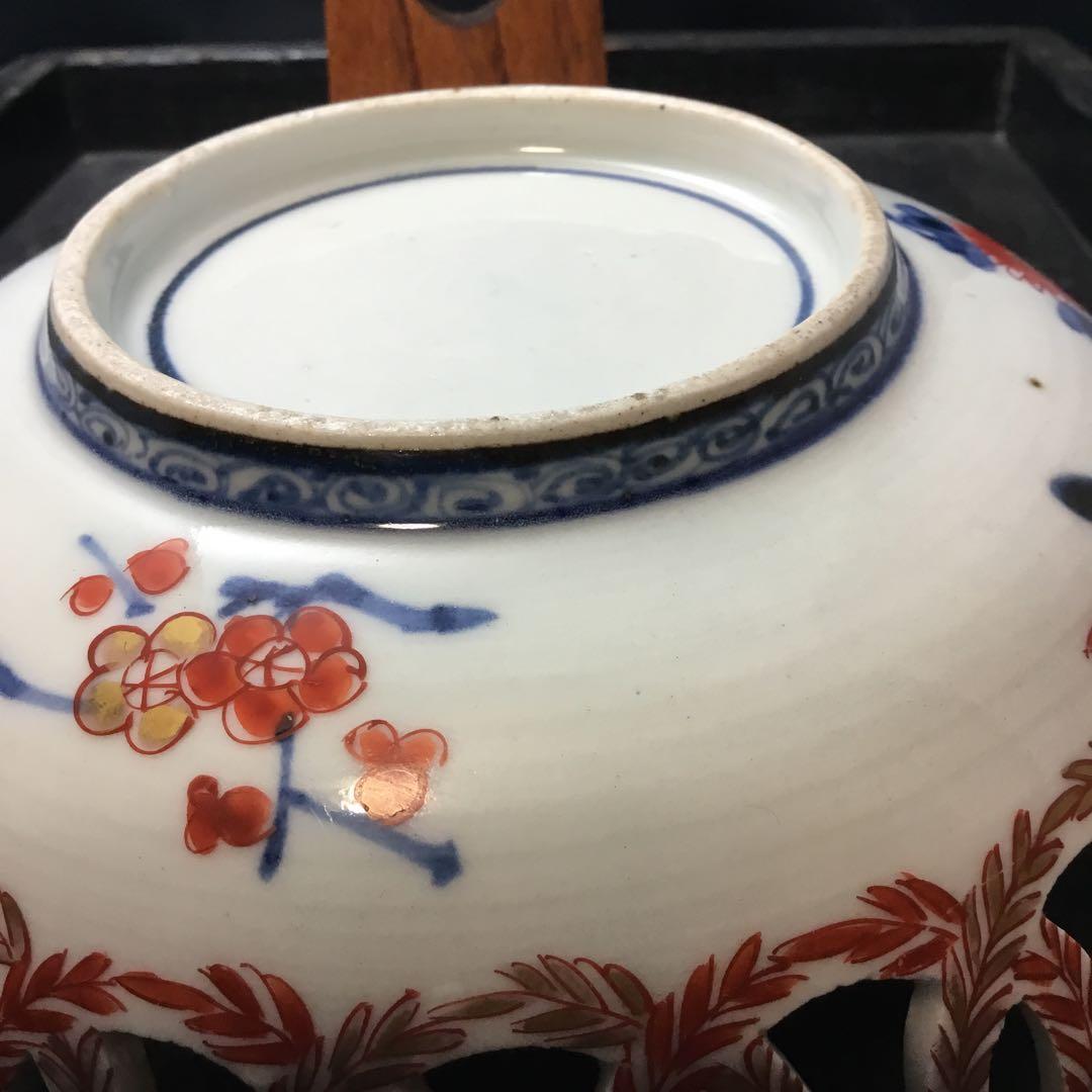 古伊万里輪繋ぎ透かし鉢(1700年代)