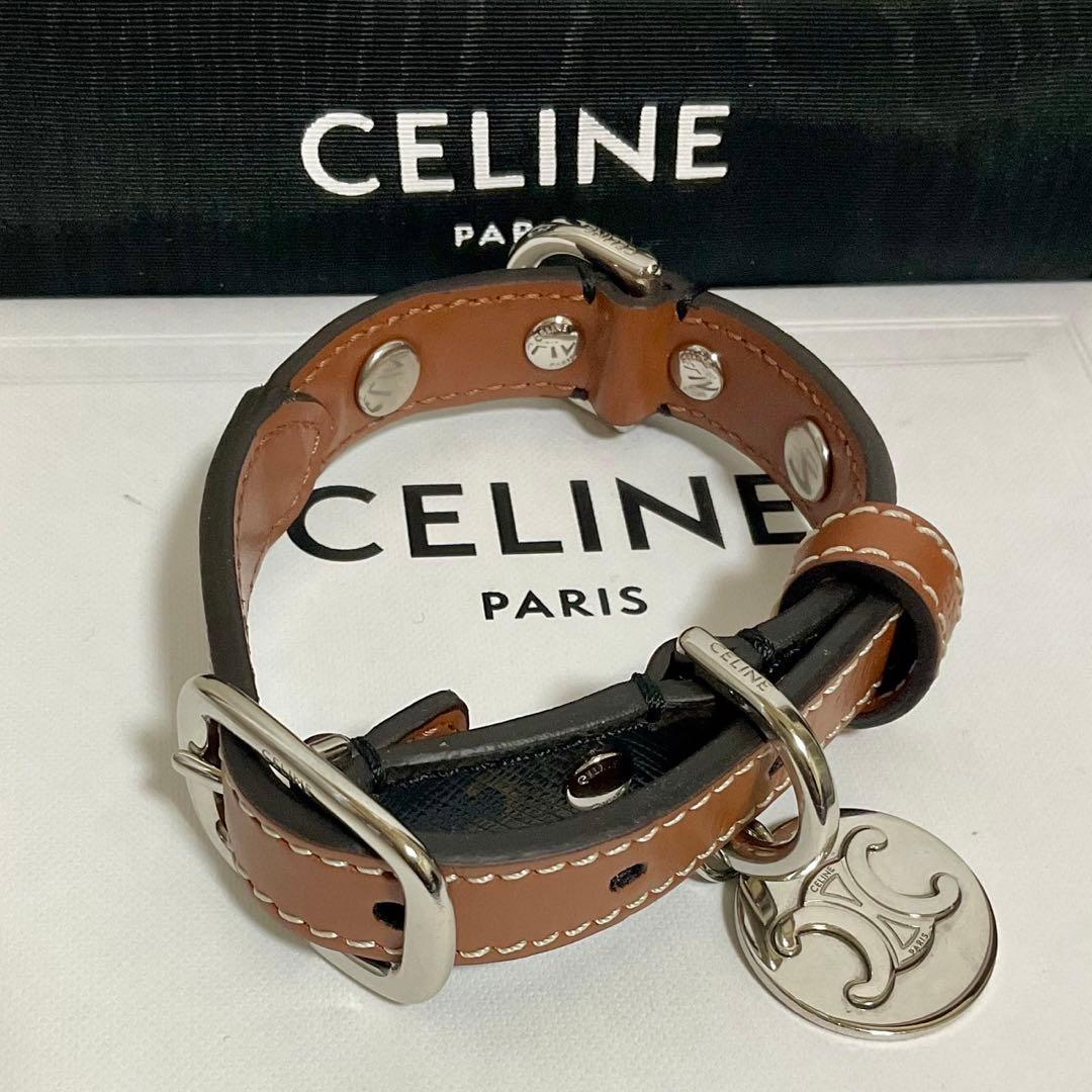 セリーヌ 定価6.4万【極美品】ドッグカラー 首輪 トリオンフ チャーム 箱付き