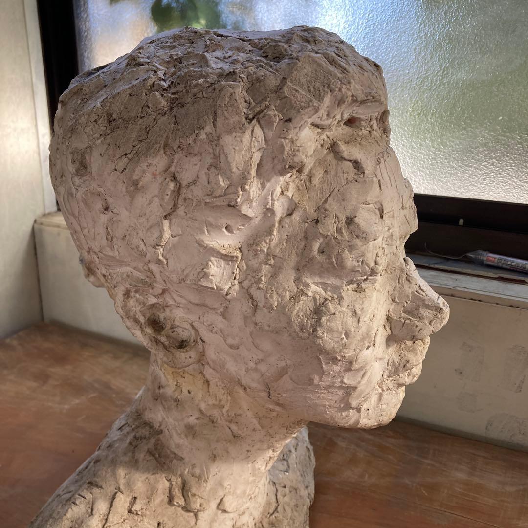 作者サイン無し 古い女性の胸像 彫塑 高さ45cm オブジェ 収集品