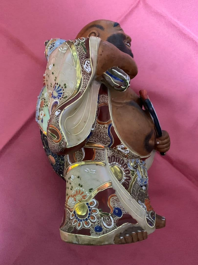 九谷焼  布袋様  陶器人形 年代物  置物   高さ25cm 横18cm