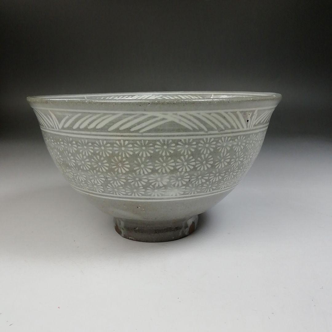 Ｔ９７４　数茶碗　十客　『花三島　数茶碗』『黒石窯　榊原勇一 作』　共箱　茶道具