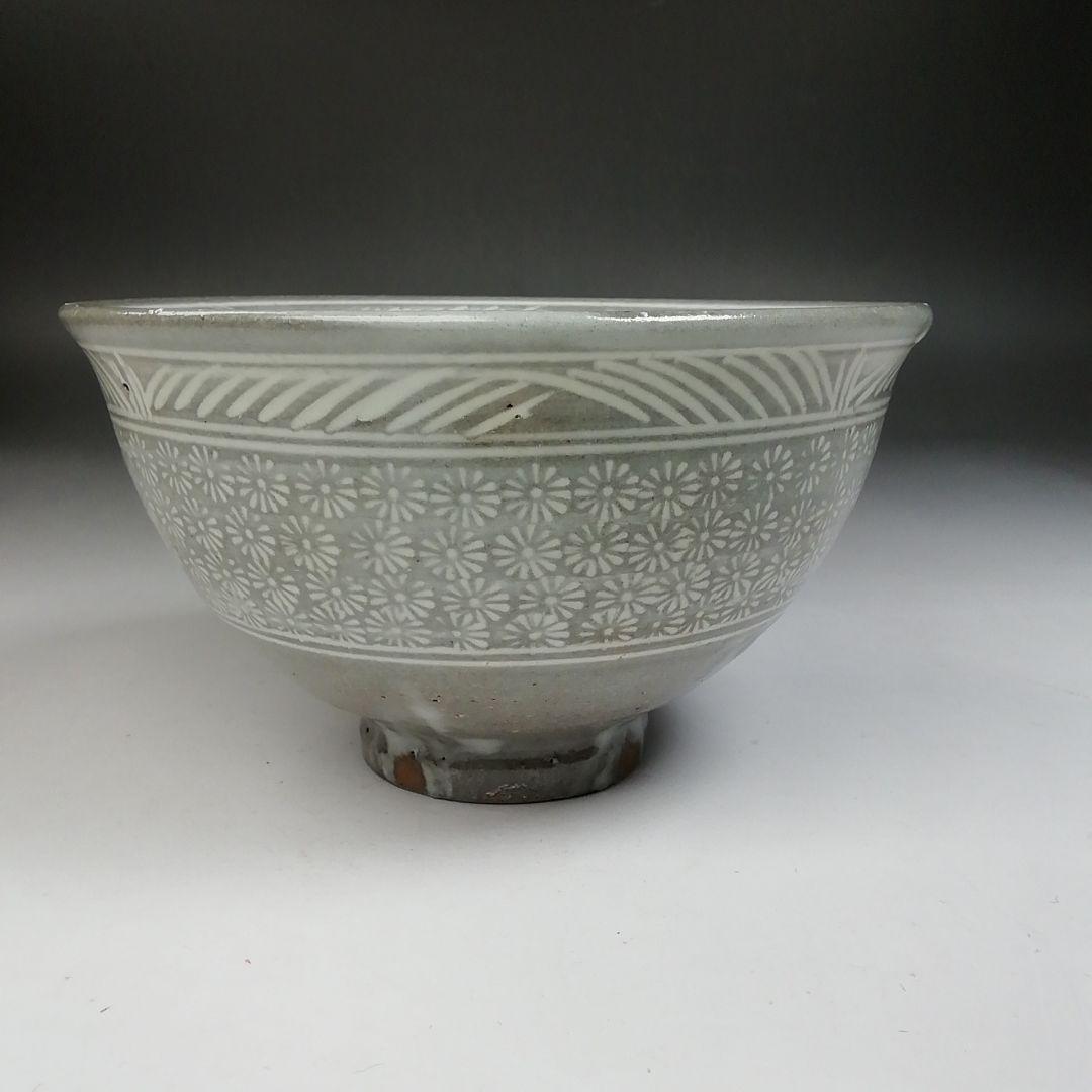 Ｔ９７４　数茶碗　十客　『花三島　数茶碗』『黒石窯　榊原勇一 作』　共箱　茶道具