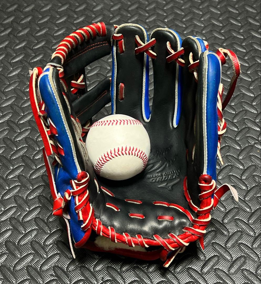 日本製 ミズノプロ オーダー 限定 ダイバーシティブルー 軟式 内野用 グローブ