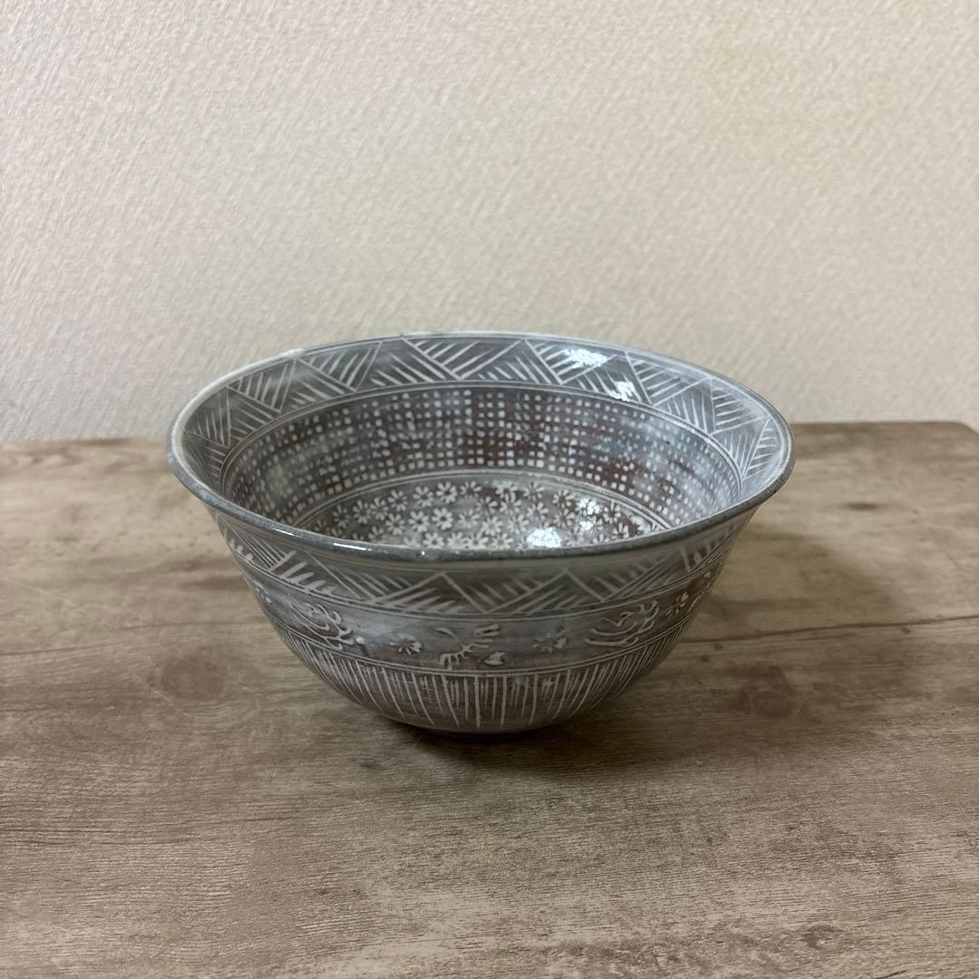 十九代　雲林院寶山造　泰之佑（髙臺）　鉢　三島手雲鶴模様　時代物　未使用