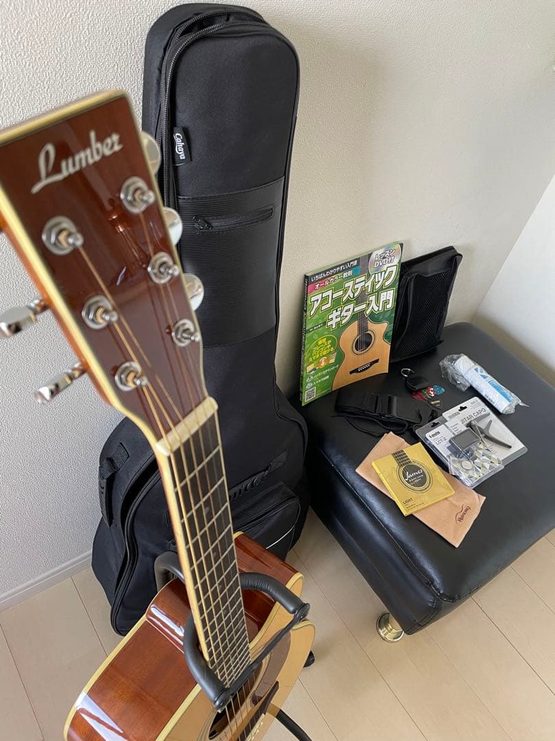 島村楽器✨Lumber ランバーアコギ ギター【付属品/教本/ケース&スタンド❗️