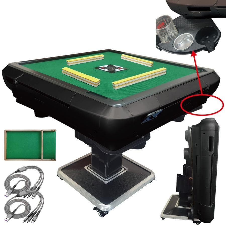 全自動麻雀卓 家庭用 静音 折り畳み式 キャスター付（マットブラック：28mm）