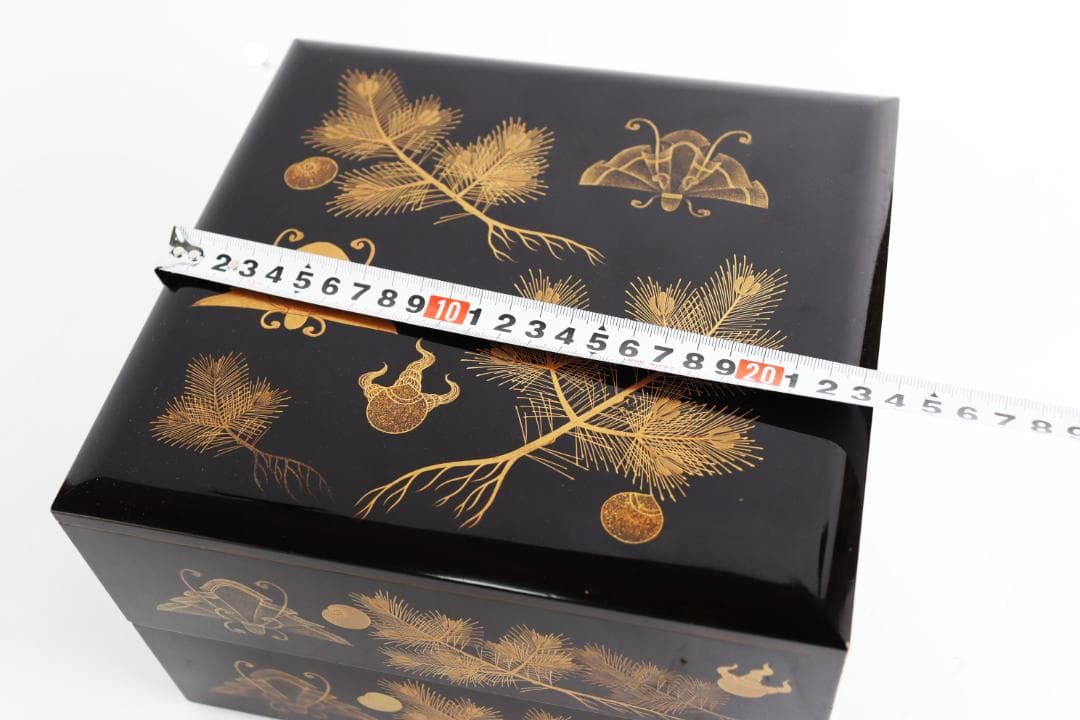 茶道具 蝶蒔絵 重箱 二枚蓋 共箱 漆芸 木製漆器