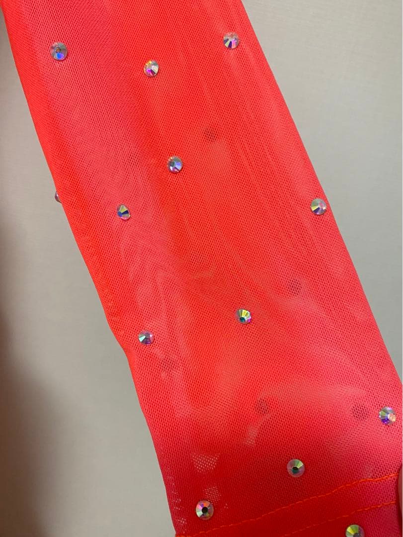 社交ダンス　上下セット　アンサンブル レッスン　オレンジ　蛍光色　フルボリューム