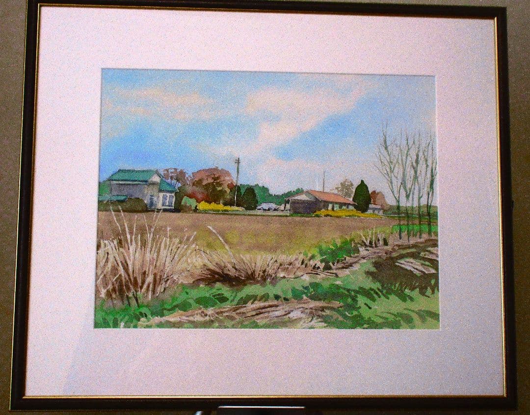 風景水彩画 額装済み 原画 F6サイズ