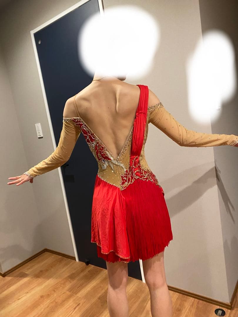 社交ダンス用ドレス 赤と金色