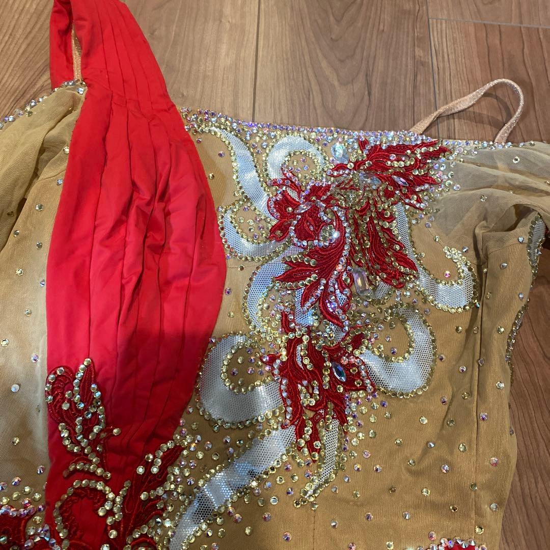 社交ダンス用ドレス 赤と金色