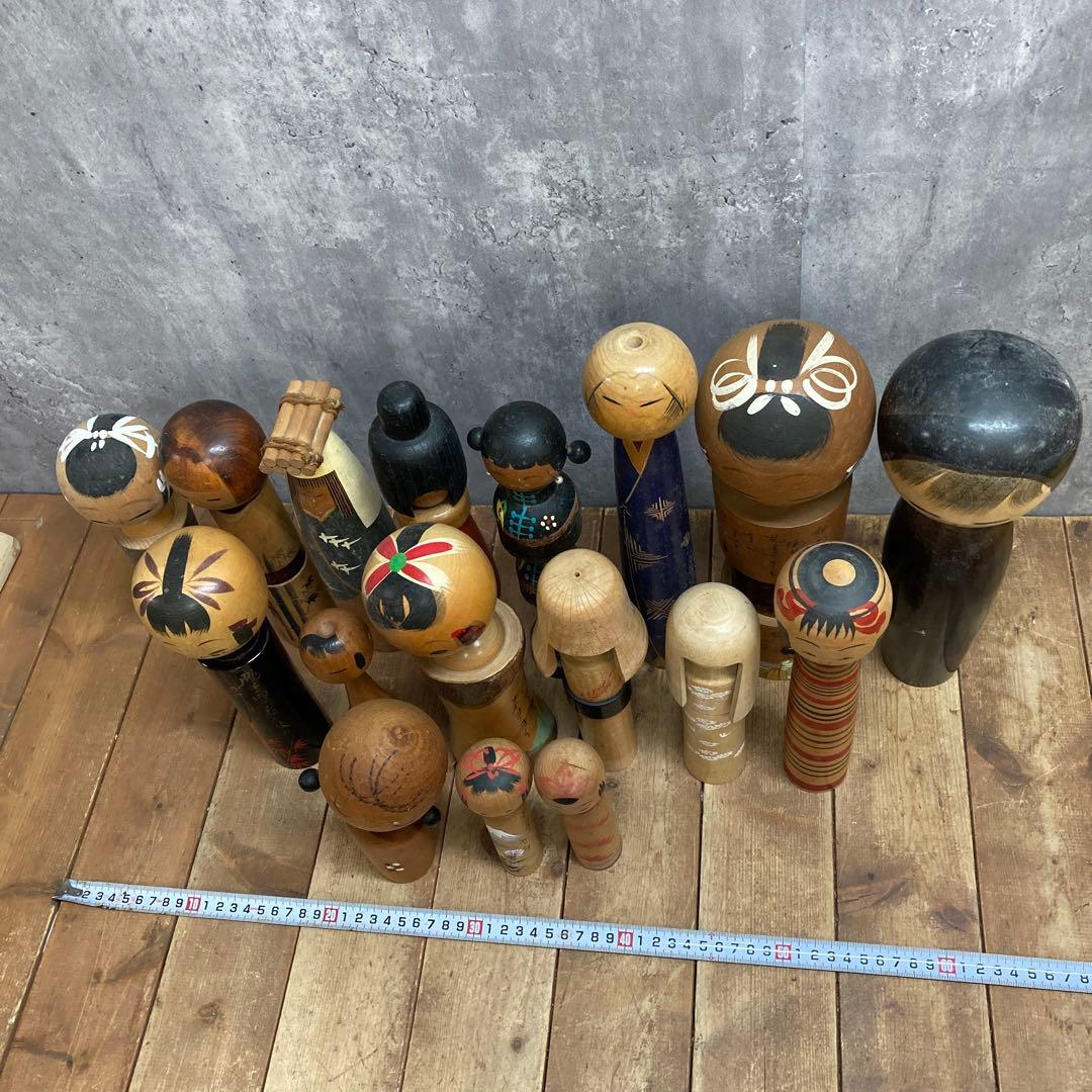 D-3 【希少・まとめ売り】アンティーク こけし 16体セット 伝統工芸 創作