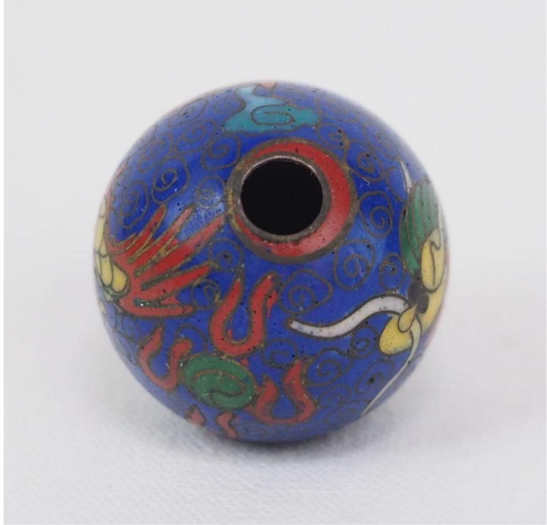 送料無料　明治時代　七宝龍文緒締玉　径2.1ｃｍ