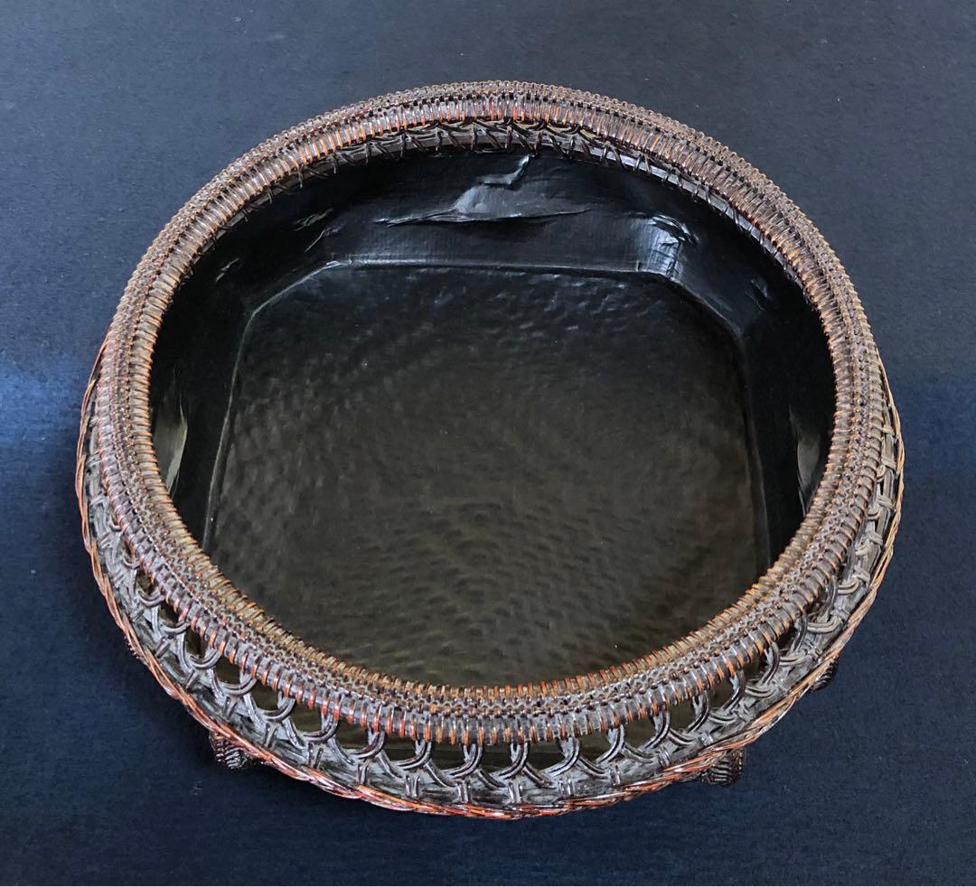 《R》輪違角切 唐物写 炭取 三代目 和田鱗司 共箱 略歴 251216お5