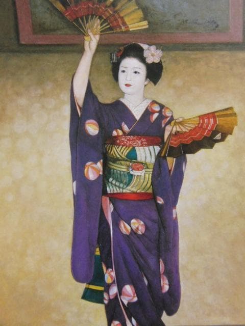 弦田英太郎【京舞い】希少な額装用画集より、状態良好、新品高級額装付