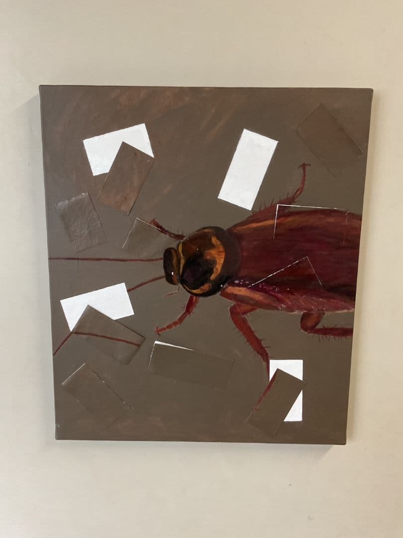 ゴキブリ写実画(負の感情の崩壊)　現代アート　F10号キャンバス