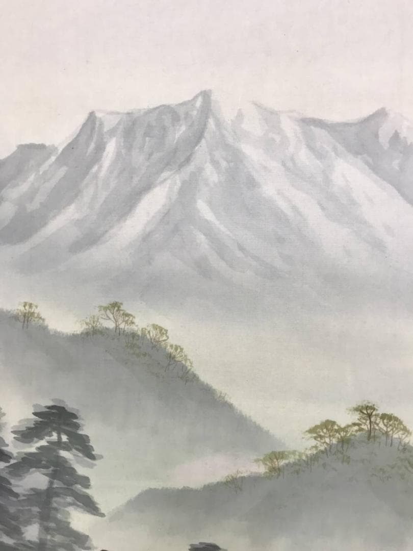 春光/春景山水図/山水図/漁舟図/桜山水図/掛軸/名家伝来/AD-951