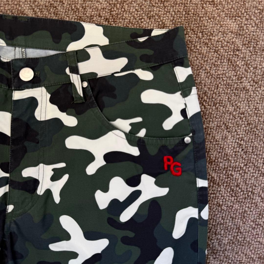 極美品　パーリーゲイツ　パンツ　迷彩　カモ柄　M〜L相当　アーミー　4 白　黒