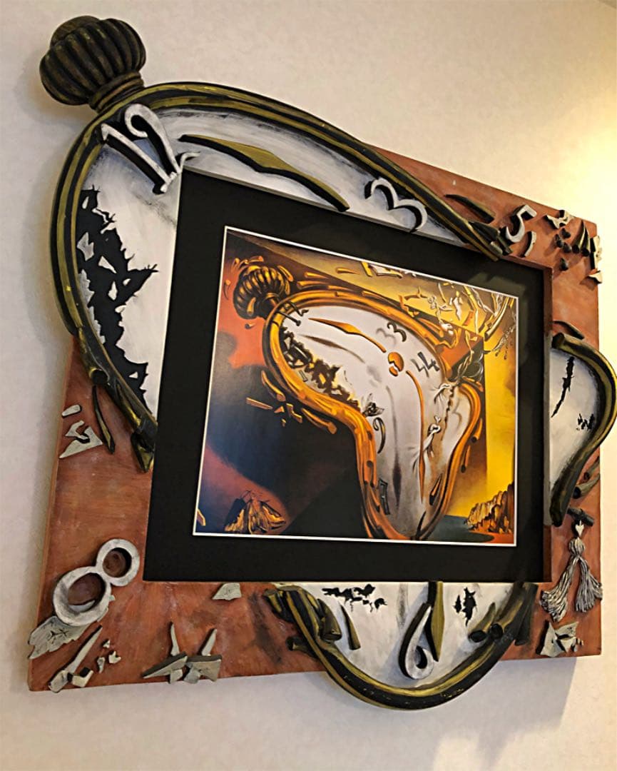 額装 絵画 希少 サルバトーリ ダリ風 レリーフ 木製縁 変額 処分価格
