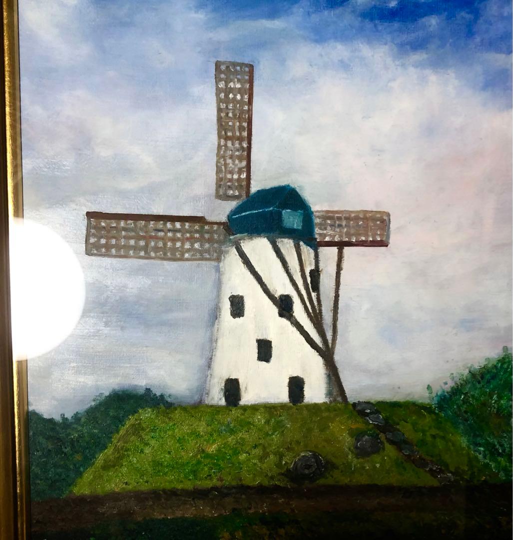 アベ　ノリコ　油絵　額装　世界堂