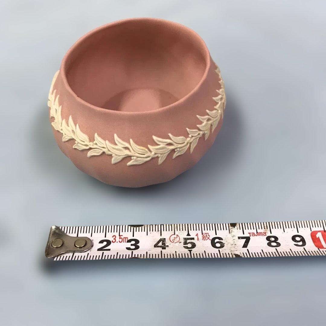 ウェッジウッド ジャスパー ピンク 蓋付き小物入れ 約10×7×h6cm
