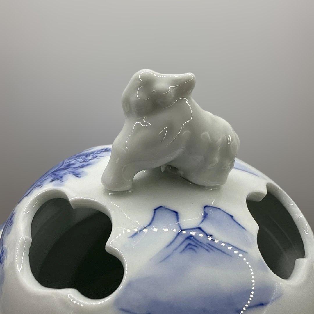 平戸嘉久正窯 青白磁 山水画 香炉
