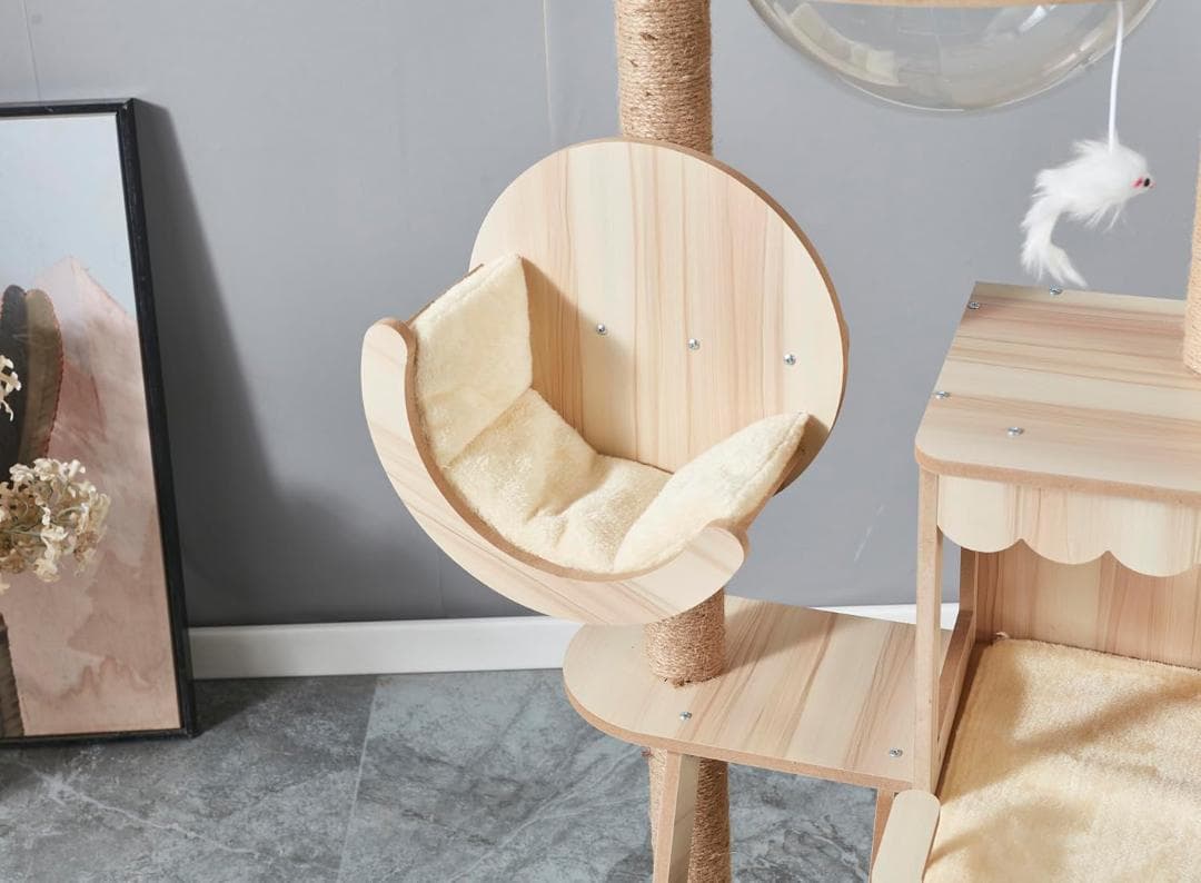 Yilucess 猫タワー キャットタワー 360°透明宇宙船 高さ155cm