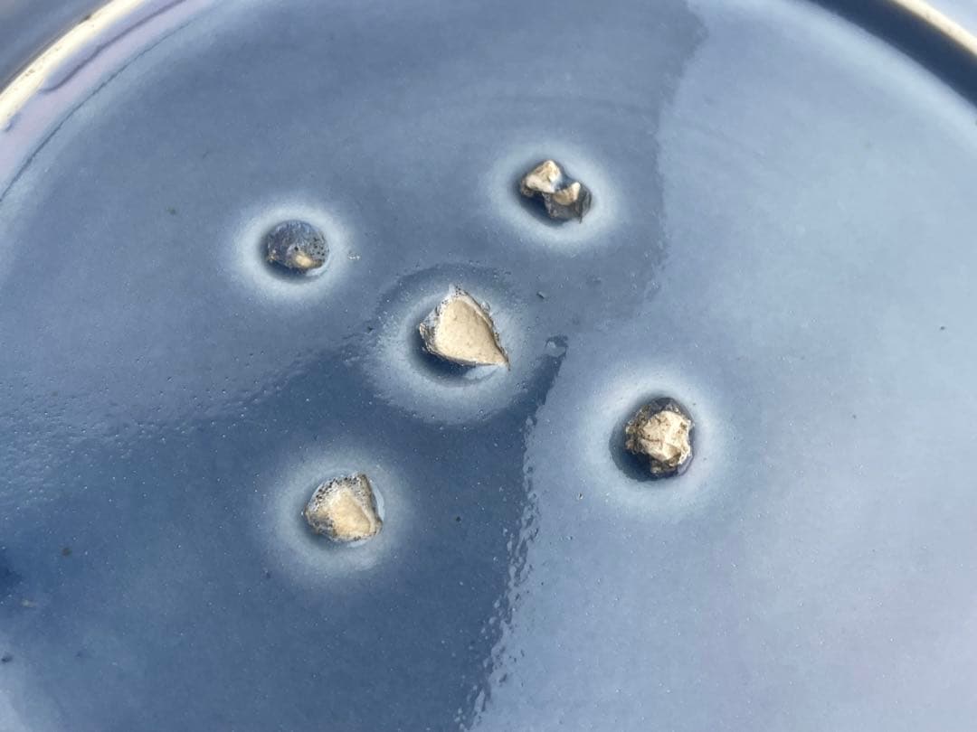 骨董　アンティーク　古伊万里　瑠璃　輪花皿　七寸皿　瑠璃釉　輪花縁