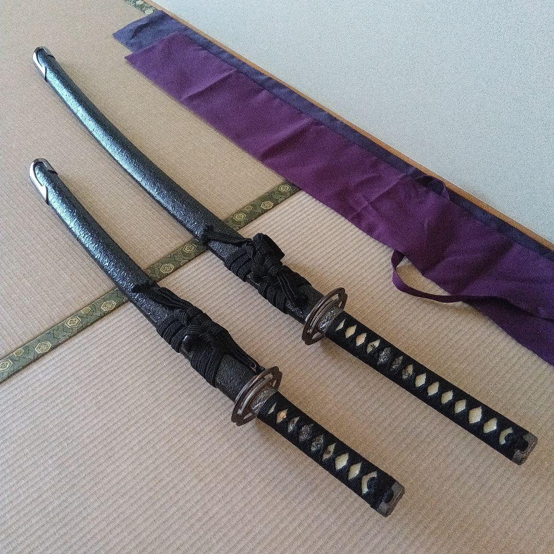 二刀流　大刀小刀セット　海鼠鍔　模造刀　宮本武蔵イメージの刀