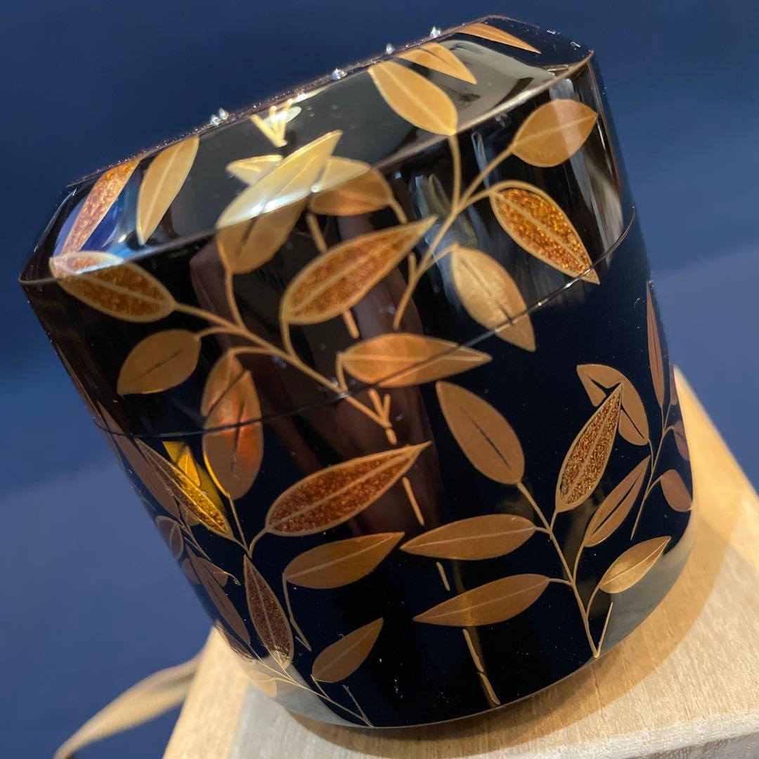 茶道具『雪吹 笹露 棗』輪島塗の名工【茶平 一斎】(作)共箱　※美品