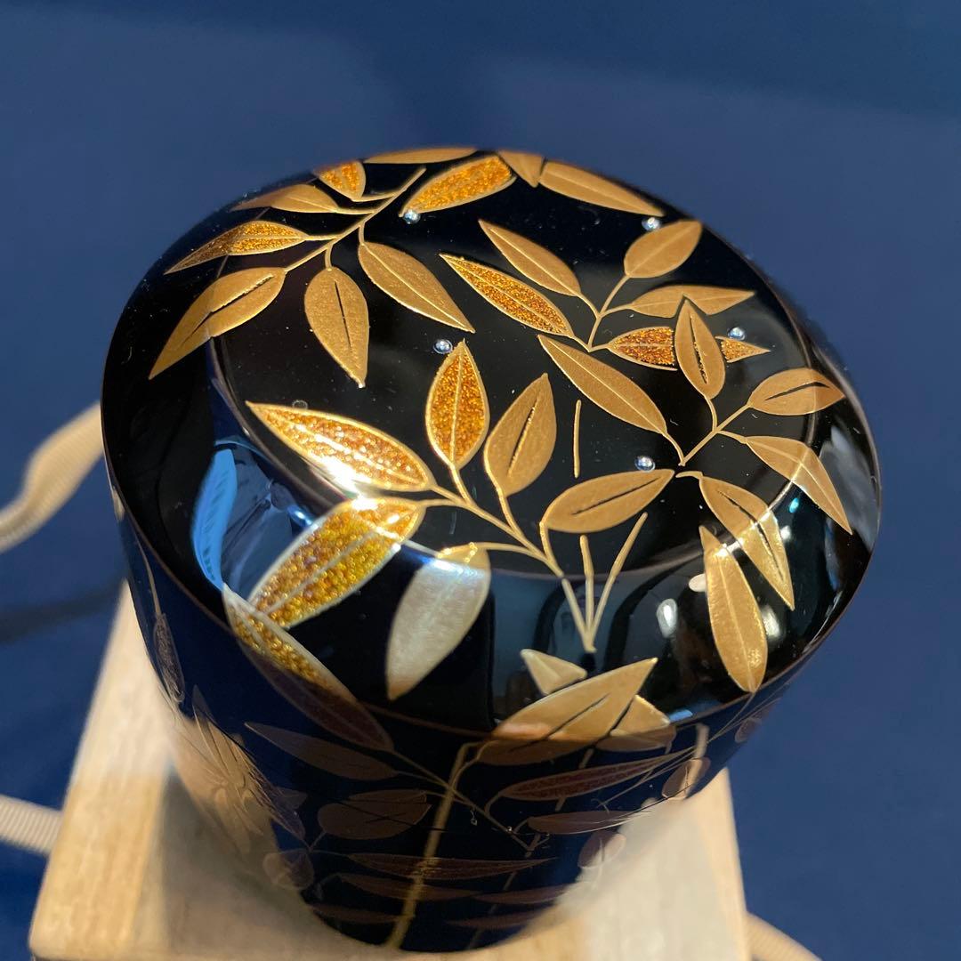 茶道具『雪吹 笹露 棗』輪島塗の名工【茶平 一斎】(作)共箱　※美品