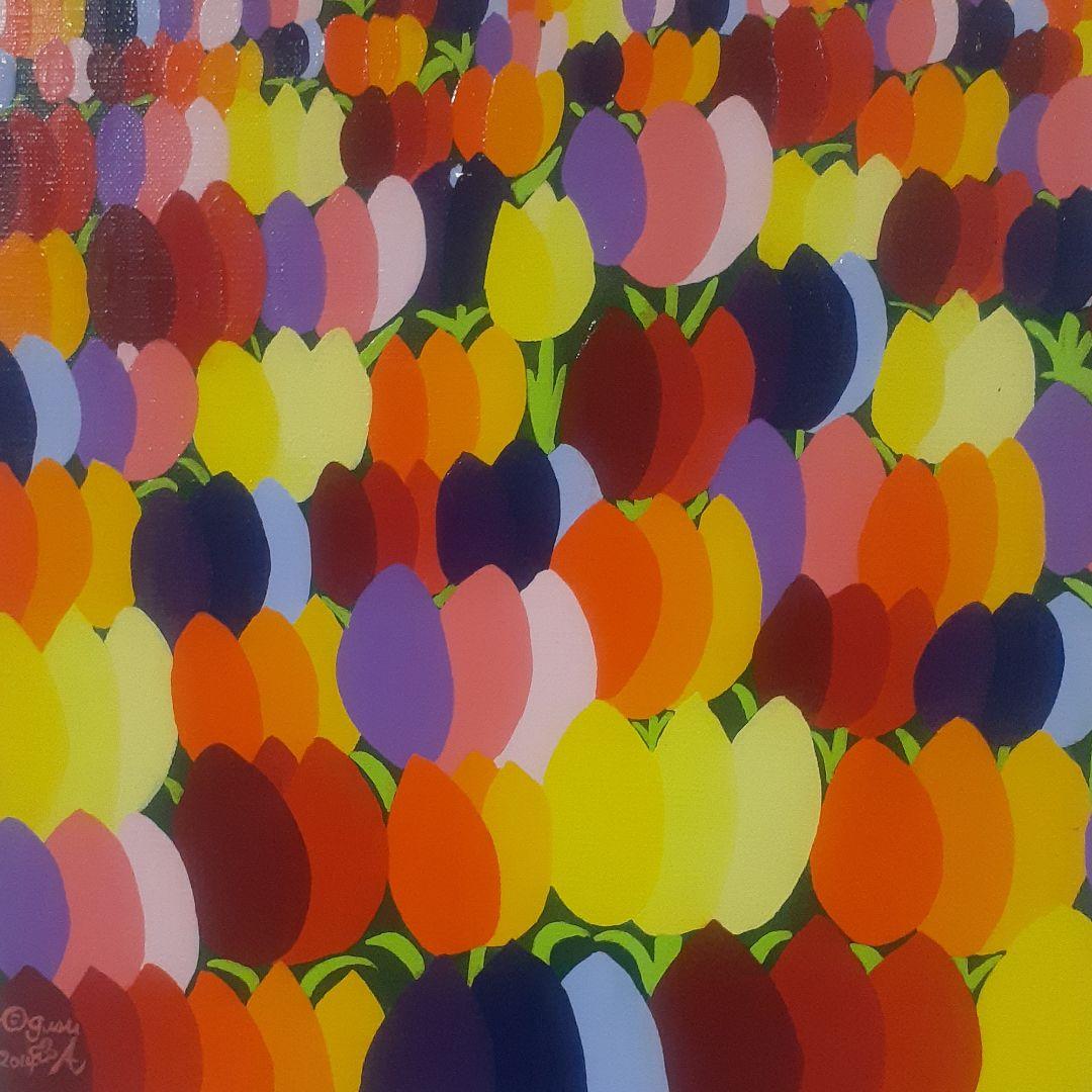 ハッピーチューリップ畑　F6号　アクリルガッシュ　キャンバス