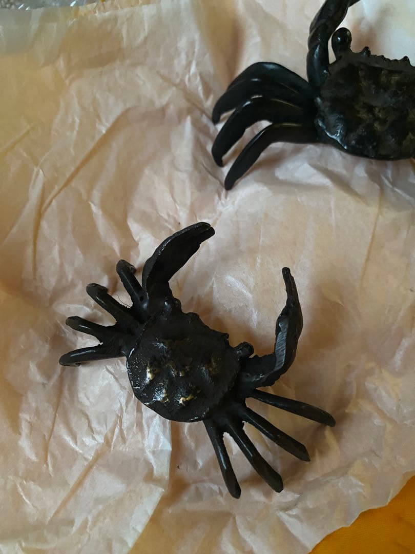 唐銅　ミツ組　蟹