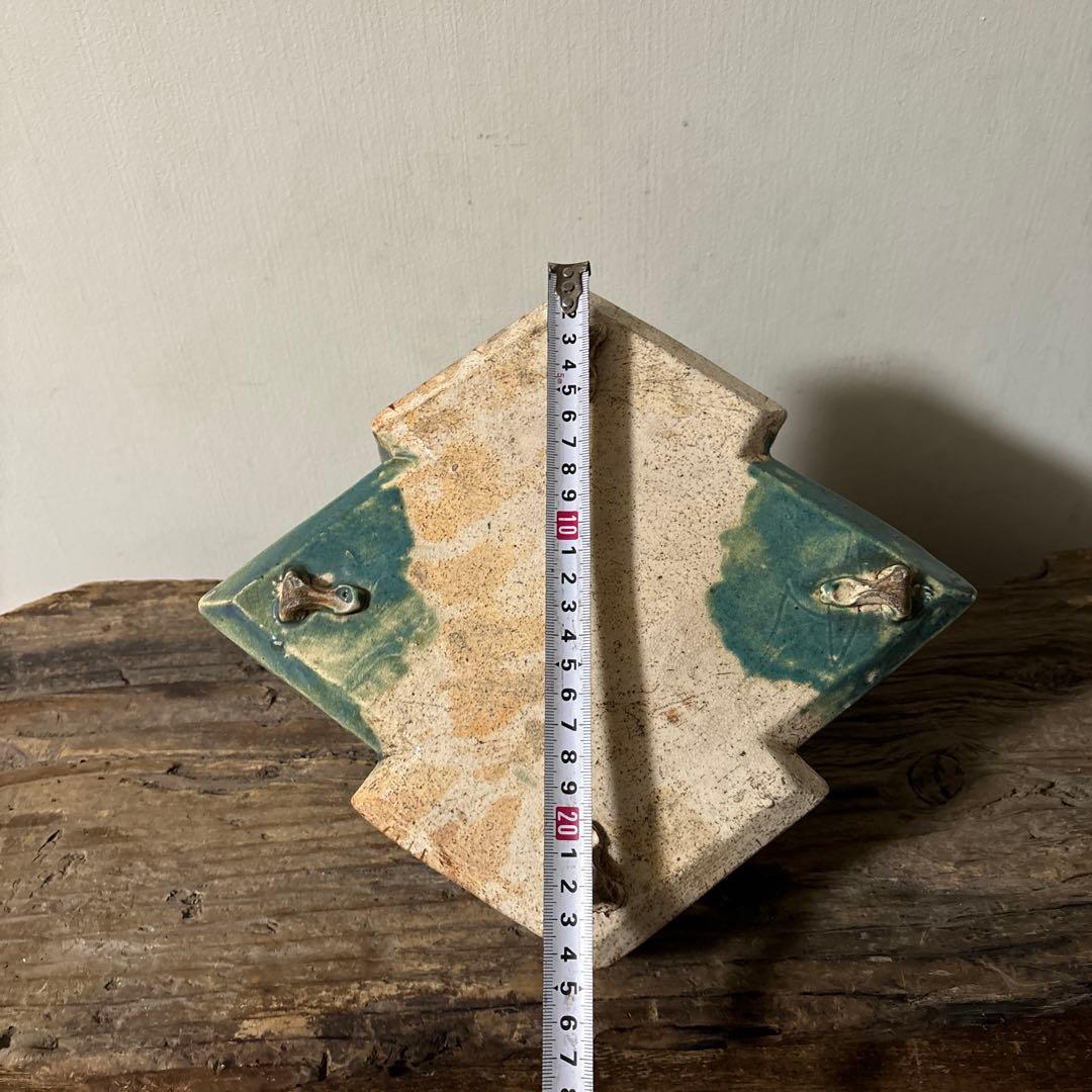 時代　織部松皮菱形手鉢　手付菓子鉢　懐石　瀬戸　志野　古美術　茶道具　検:李朝