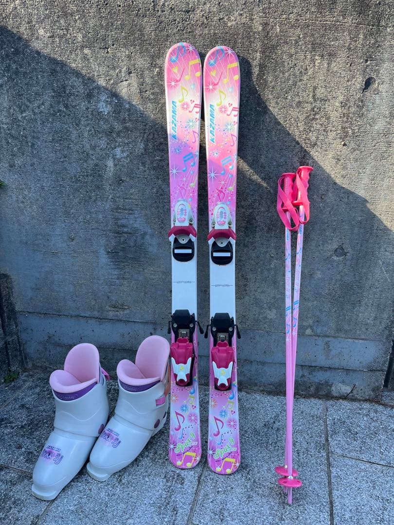 スキー板セット　板106cm ブーツ23cm ストック　80cm