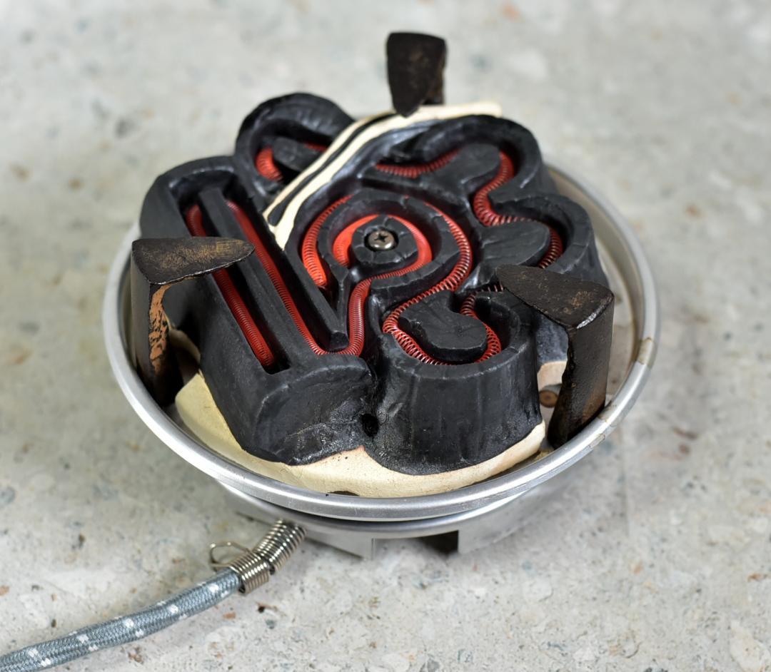 値下げ、浄雲作唐銅面取風炉＆野々田電熱器５００Ｗ　囲炉裏/お茶道具、共箱