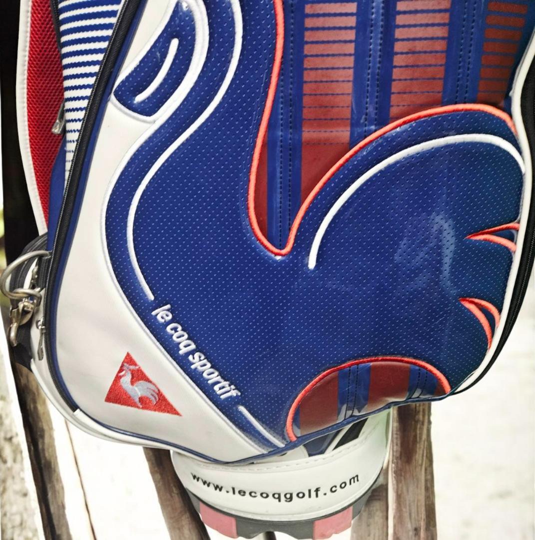 送料無料/美品　le coq e golf 高級エナメル大型ゴルフバッグホワイト
