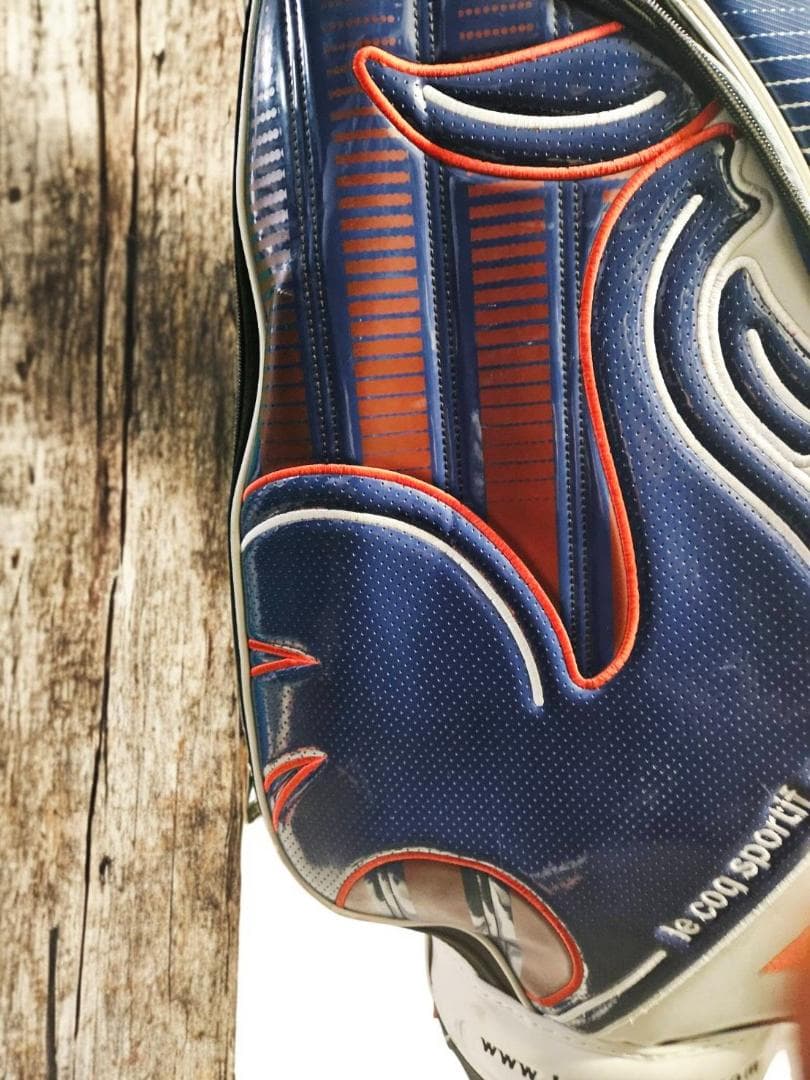 送料無料/美品　le coq e golf 高級エナメル大型ゴルフバッグホワイト