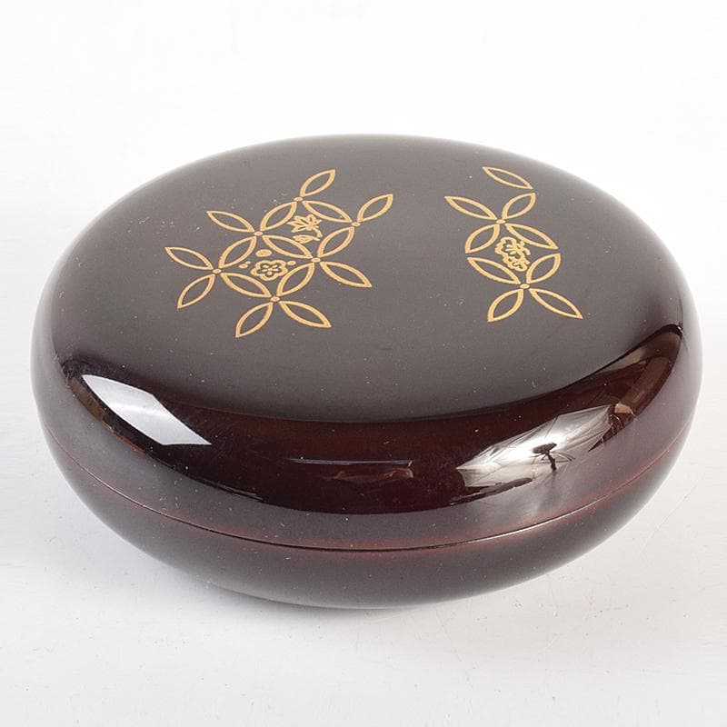 茶道具　塗師　中村宗哲作　七宝絵　万寿香合　共布　即中斎極め箱　M　R7492